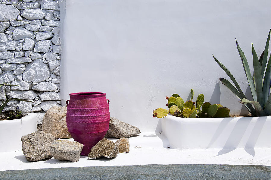 Textures and colours of Mykonos Greece Photograph by Brenda Kean
