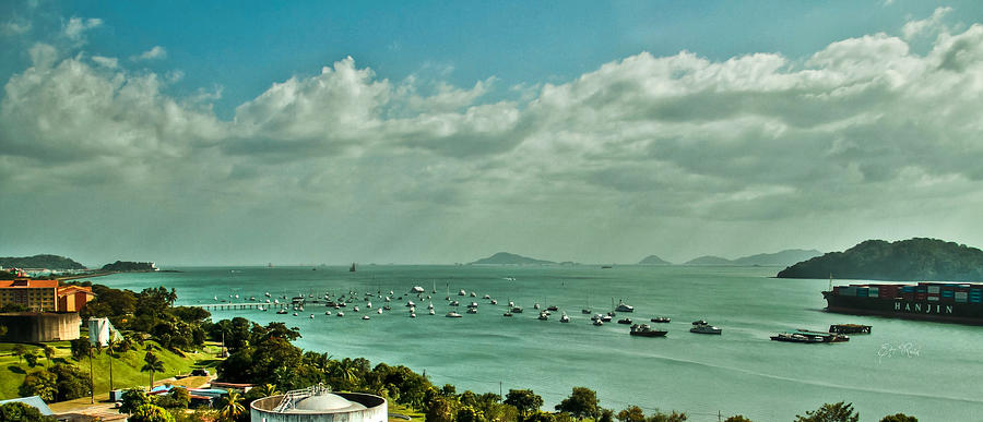 Tha Panama canal on the Pacific side-panorama Photograph by Eti Reid