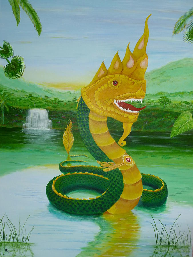  Thai  Naga  Painting by Peter Garrett