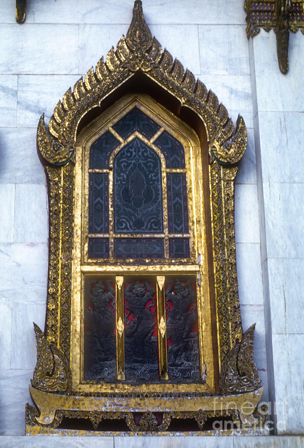 Architecture Photograph - Thai Temple Window by Bob Phillips