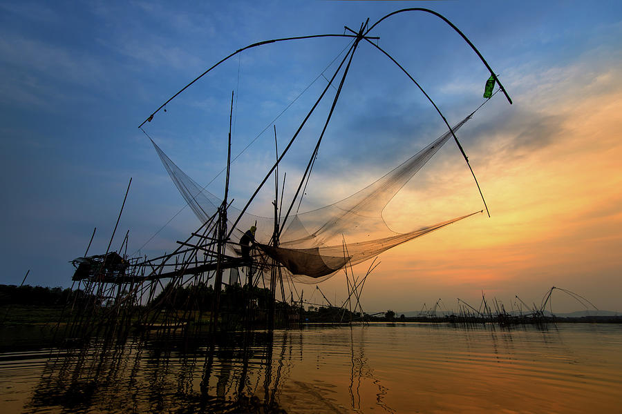 Thai Traditional Fishing Photograph by Www.tonnaja.com