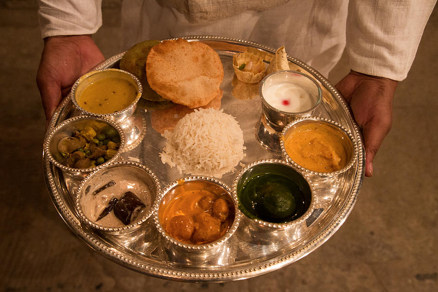 Thali dinner at Amrit Rao Peshwa Palace Photograph by Holger Leue