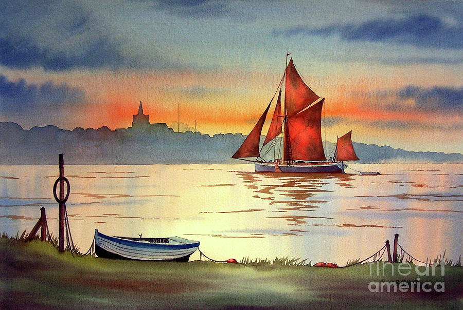 Thames Barge At Maldon Essex Painting by Bill Holkham