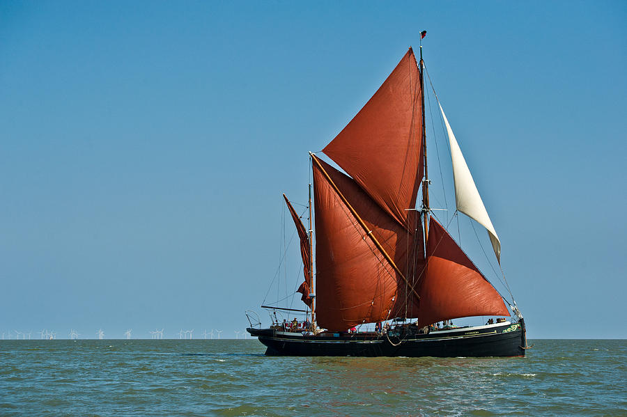 Thames barge Hydrogen and wind farm Photograph by Gary Eason