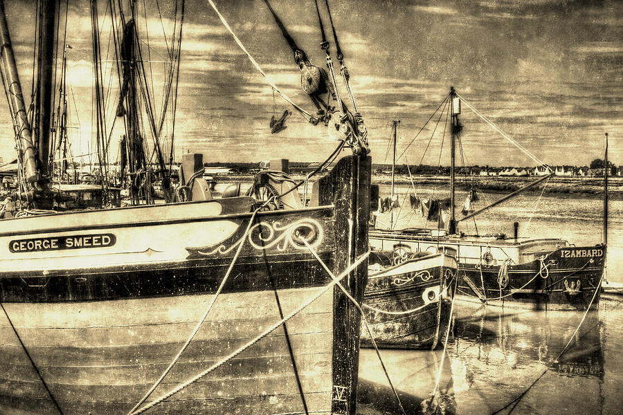 Thames Sailing Barges Vintage Photograph