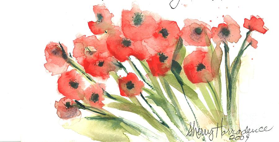 Thank You Flowers Card Painting by Sherry Harradence