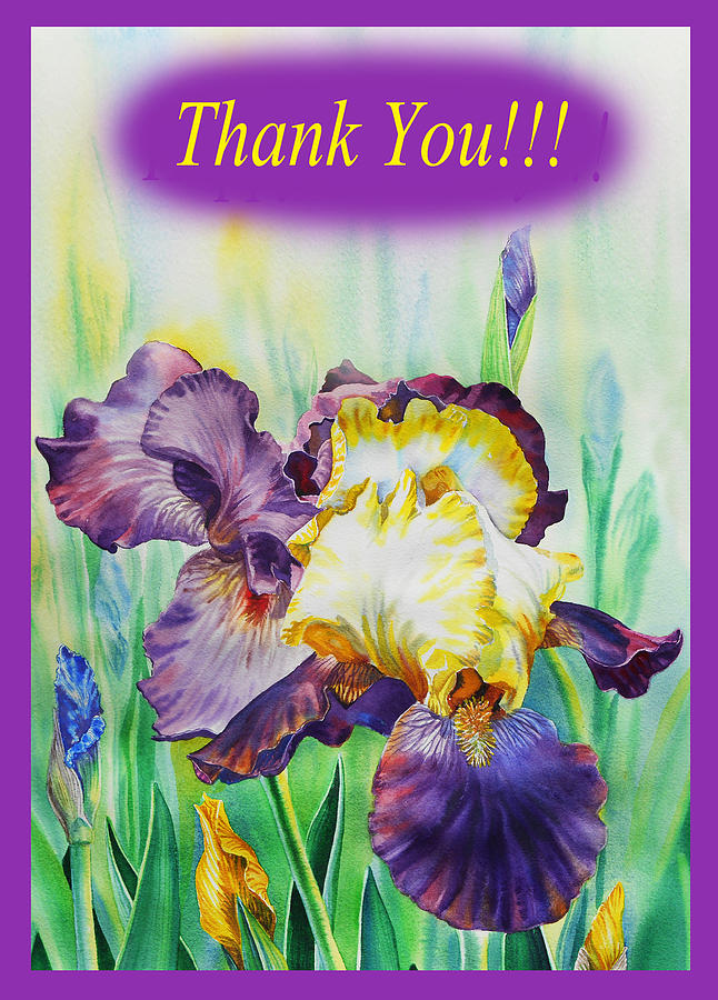 Thank You Iris Flower Painting by Irina Sztukowski