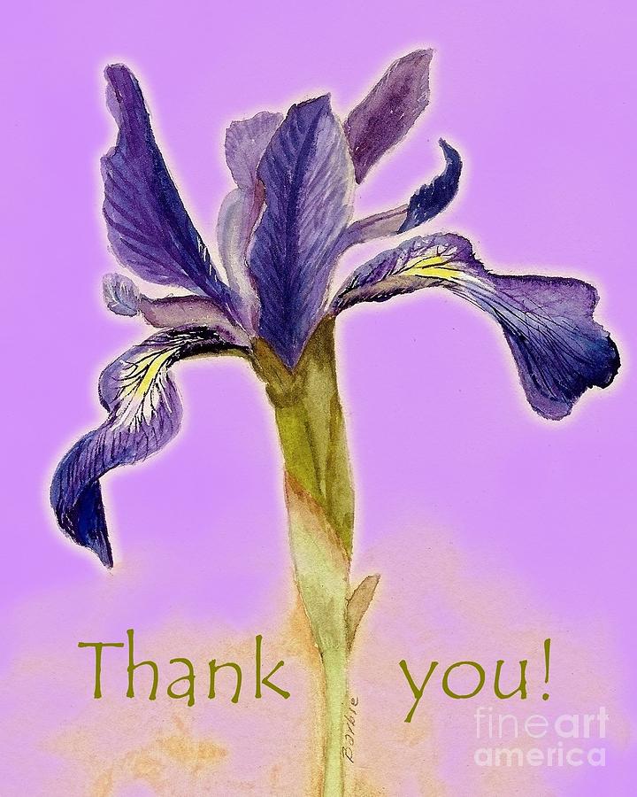Thank You Iris on lavender Painting by Barbie Corbett-Newmin