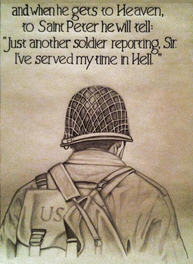 Military Drawing - Thank You by Mark Ward