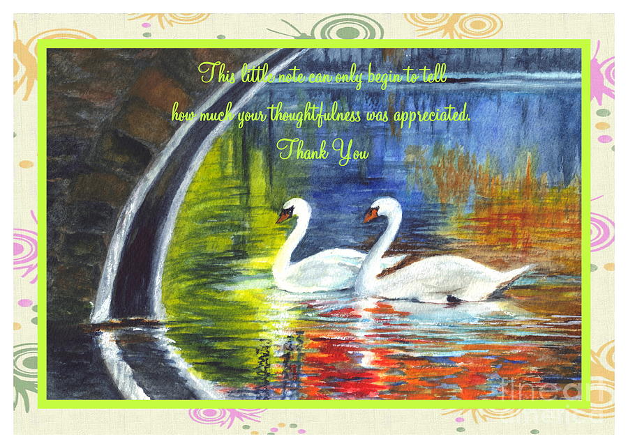 Thank You Sentiments-Swans Painting by Carol Wisniewski