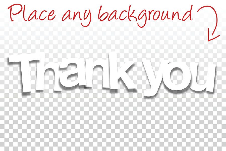 Thank You Sign for Design - Paper Font, Blank Background Drawing by Bgblue