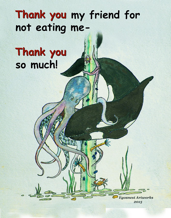 Fish Painting - Thank you Whale for not Eating Me by Michael Shone SR