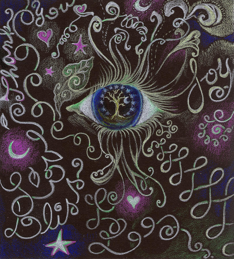 Eye Drawing - Thank you with JOY swirlies by Lydia Erickson Eye Drawing - Thank you with JOY swirlies by Lydia Erickson