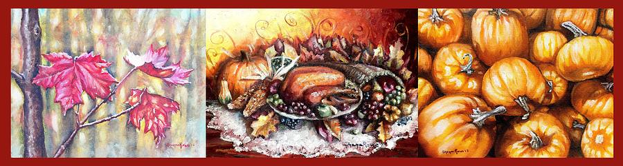Thanksgiving Autumnal Collage Painting by Shana Rowe Jackson