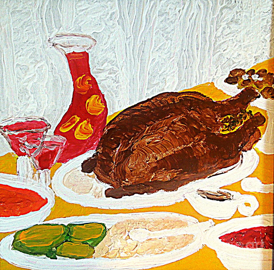 Thanksgiving Dinner 1 Painting by Richard W Linford