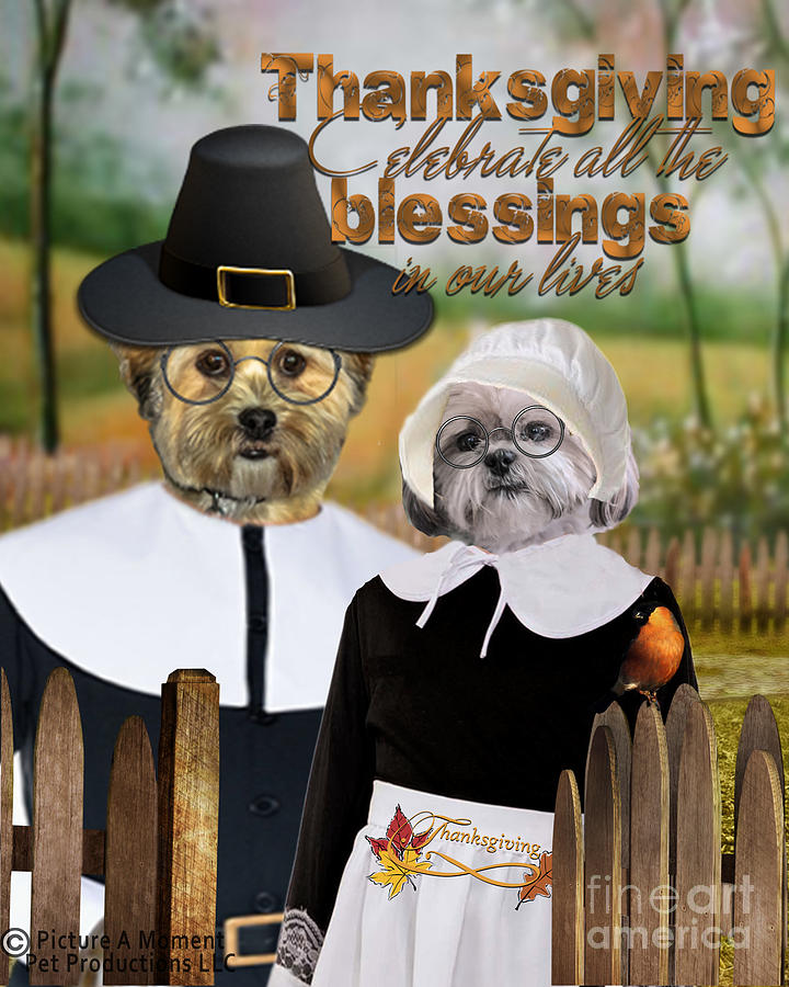 Thanksgiving Cards Digital Art - Thanksgiving From The Dogs-2 by Kathy Tarochione
