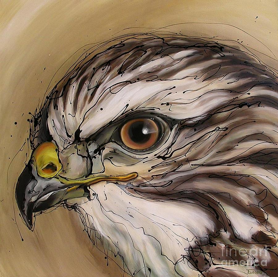 Buzzard Painting - That all-seeing eye by Erlinde Ufkes Stephanus