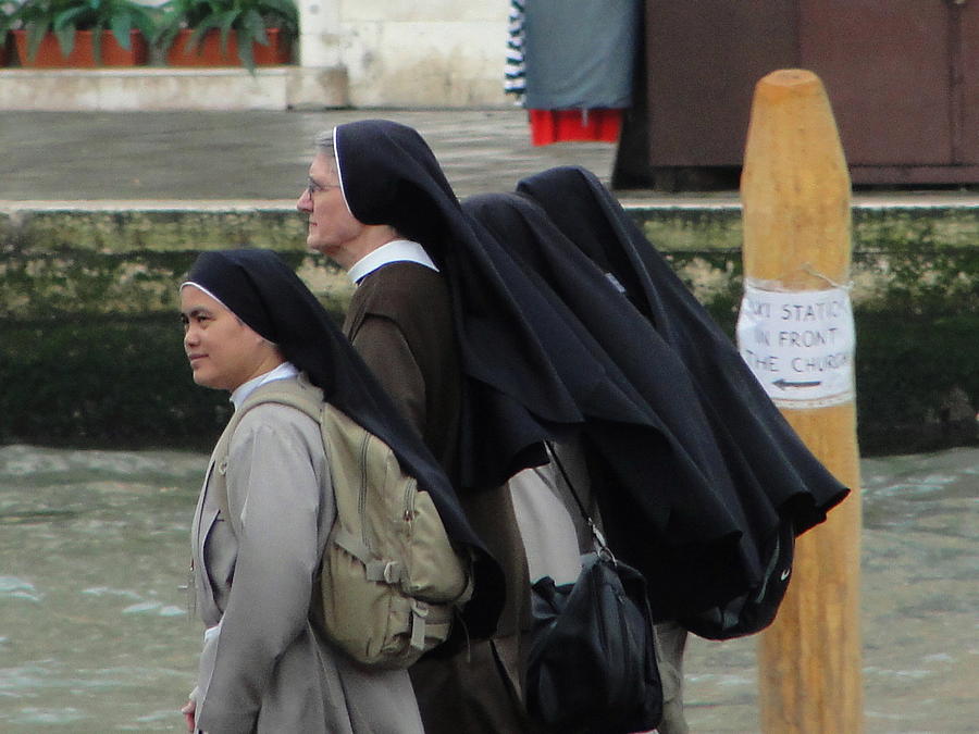 Nuns Photograph - Posted Directions by Natalie Ortiz