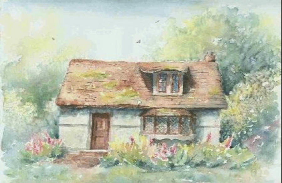 Thatched Cottage Painting By Diane Bender