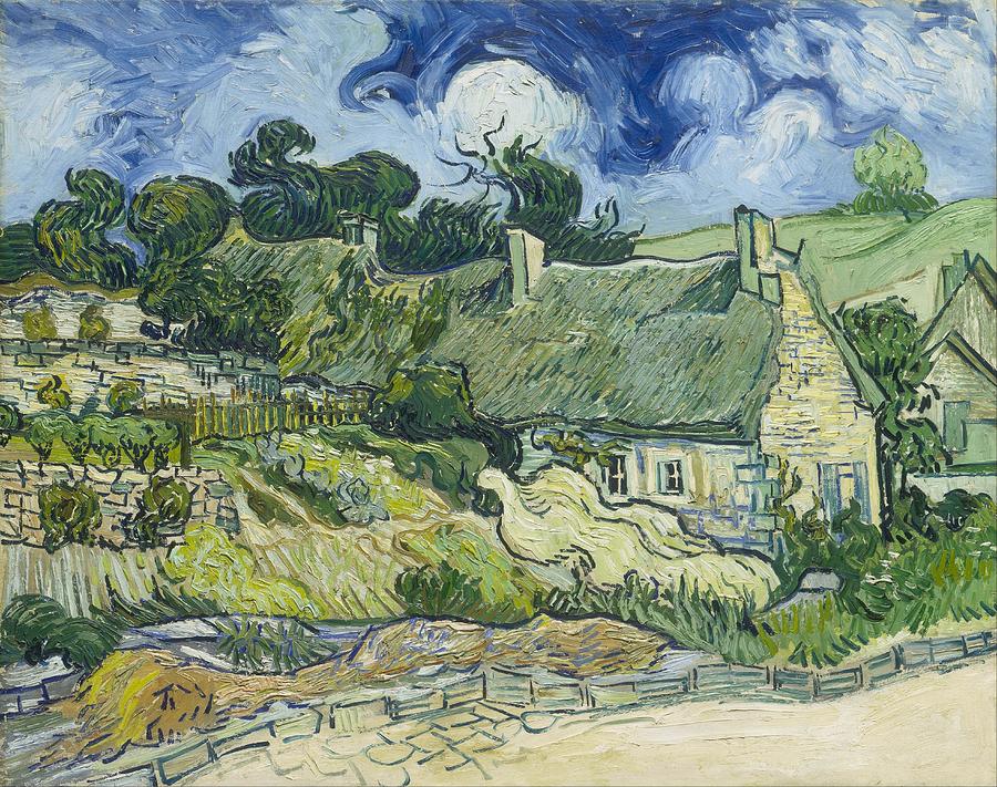Vincent Van Gogh Painting - Thatched Cottages at Cordeville by Vincent van Gogh