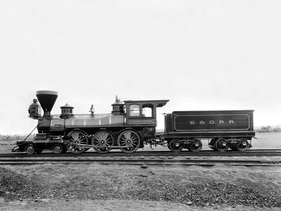 Black And White Photograph - Thatcher Perkins Locomotive by Underwood Archives