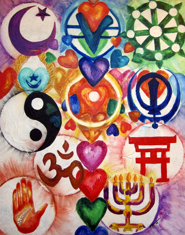 Mountain Painting - The 12 World Religions by Sister Rebecca Shinas