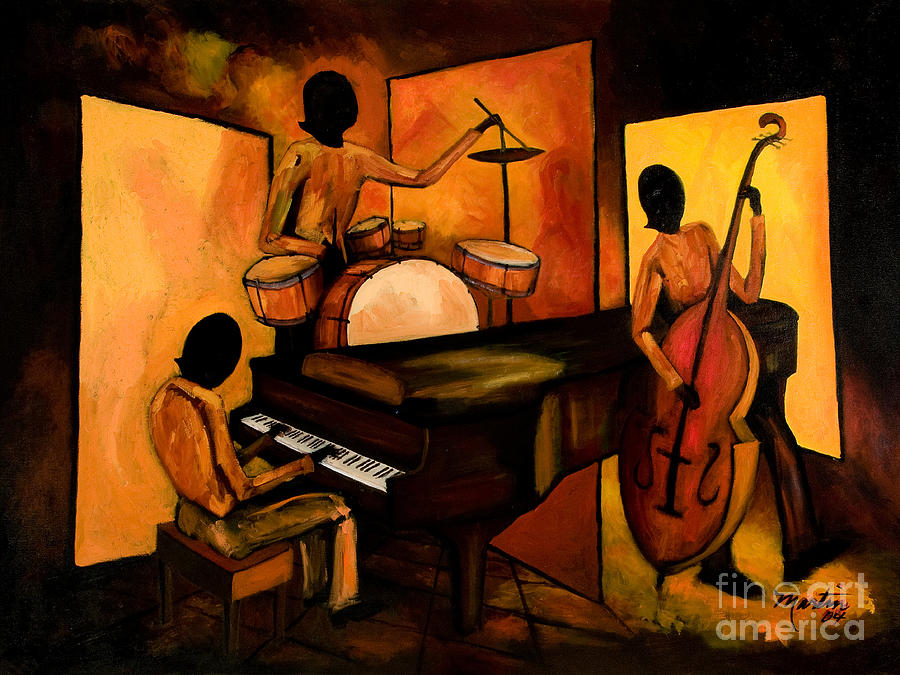 Jazz Painting - The 1st Jazz Trio by Larry Martin