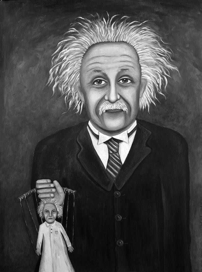 The 2 Einsteins BW Painting by Leah Saulnier The Painting Maniac