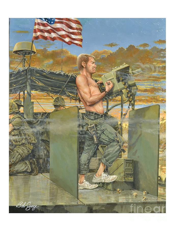 The 458th Transortation Co. in Vietnam. Painting by Bob  George