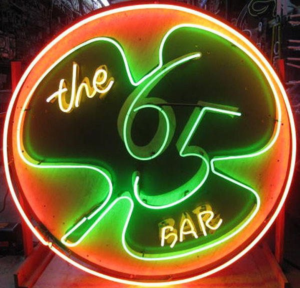 Neon Glass Art - THE 65 BAR Neon sign by Vintage 1960s