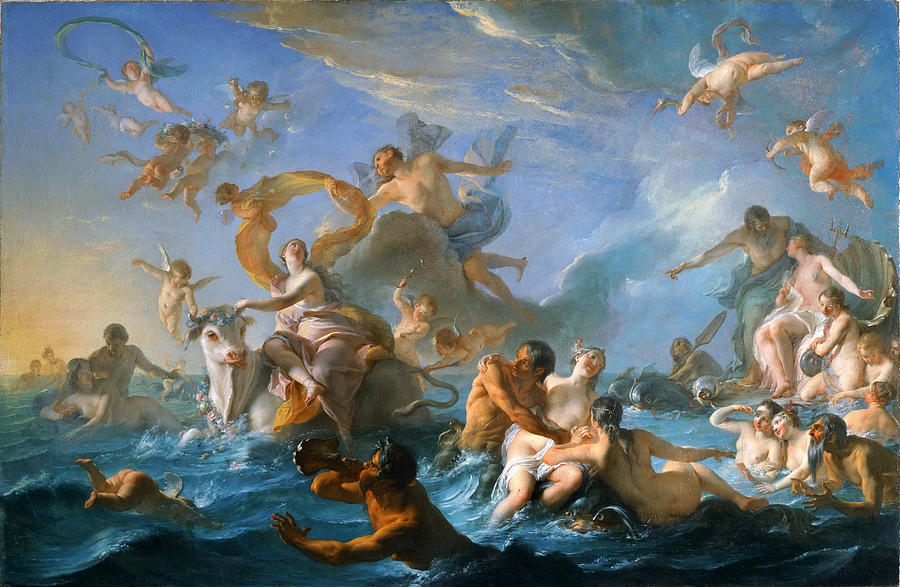 The Abduction Of Europa Painting - The Abduction of Europa by Noel-Nicolas Coypel