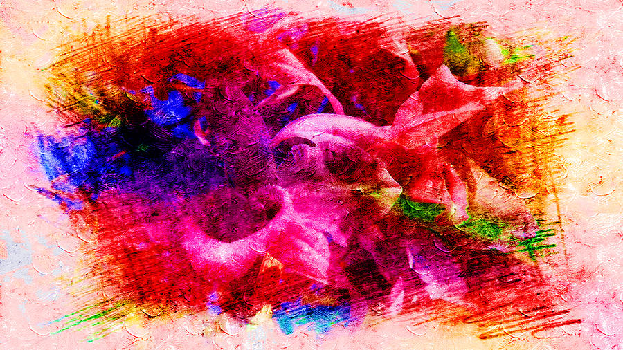 The Abstract impression in Red Flowers Painting by Xueyin Chen