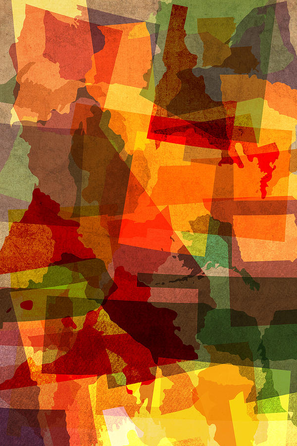 United States Mixed Media - The Abstract States Of America by Design Turnpike United States Mixed Media - The Abstract States Of America by Design Turnpike