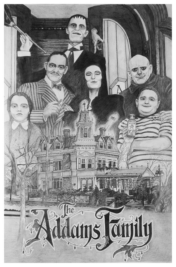 The Addams Family Montage Drawing by Mark Harris
