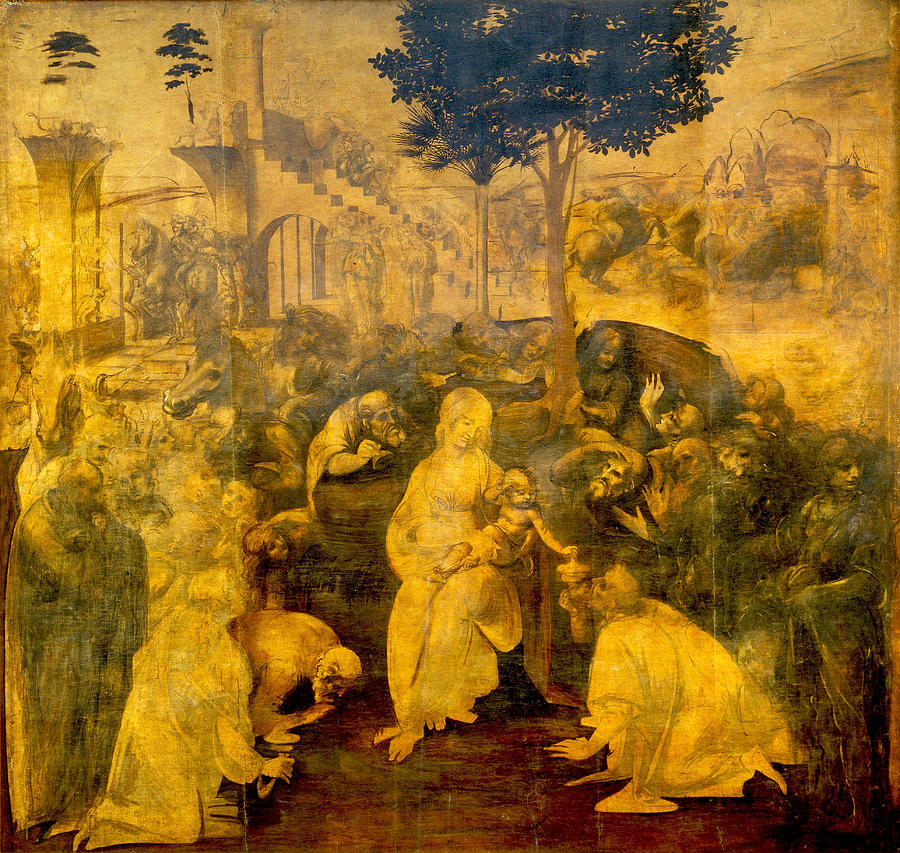 The Adoration of the Magi Painting by Leonardo Da Vinci