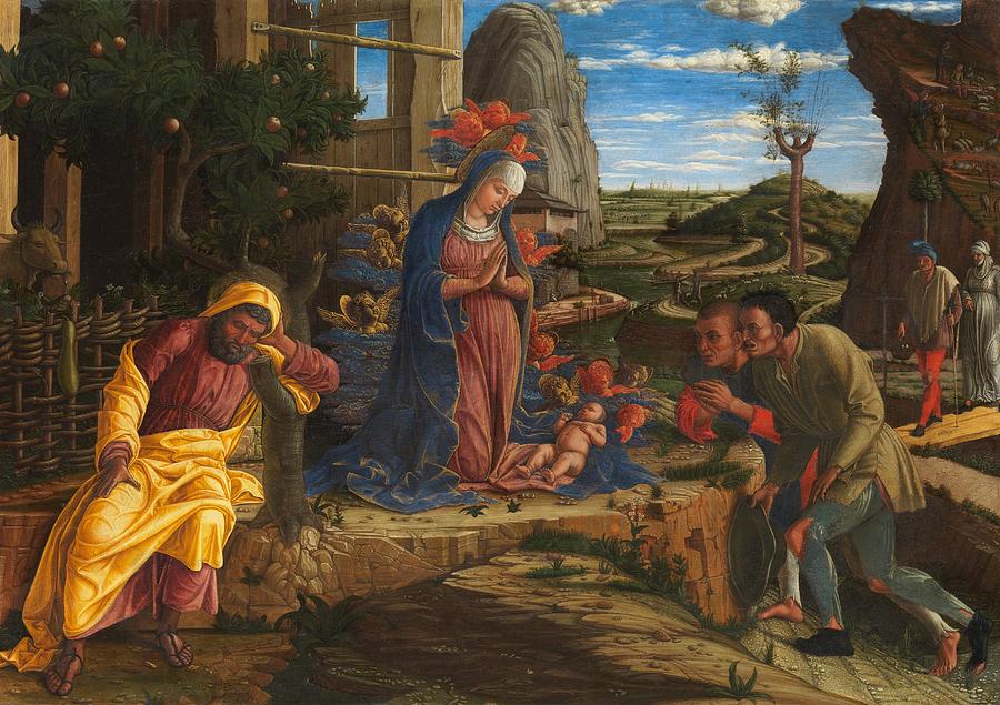Portrait Painting - The Adoration of the Shepherds by Andrea Mantegna