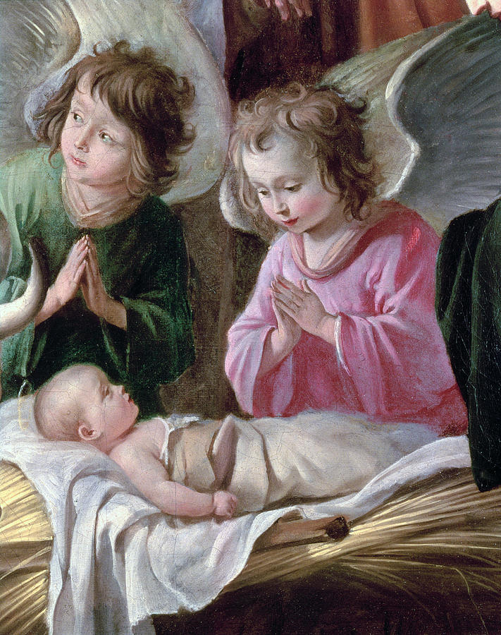 The Adoration Of The Shepherds, Angels And Child, C.1640 Oil On Canvas Detail Of 99414 Photograph by Antoine and Louis Le Nain
