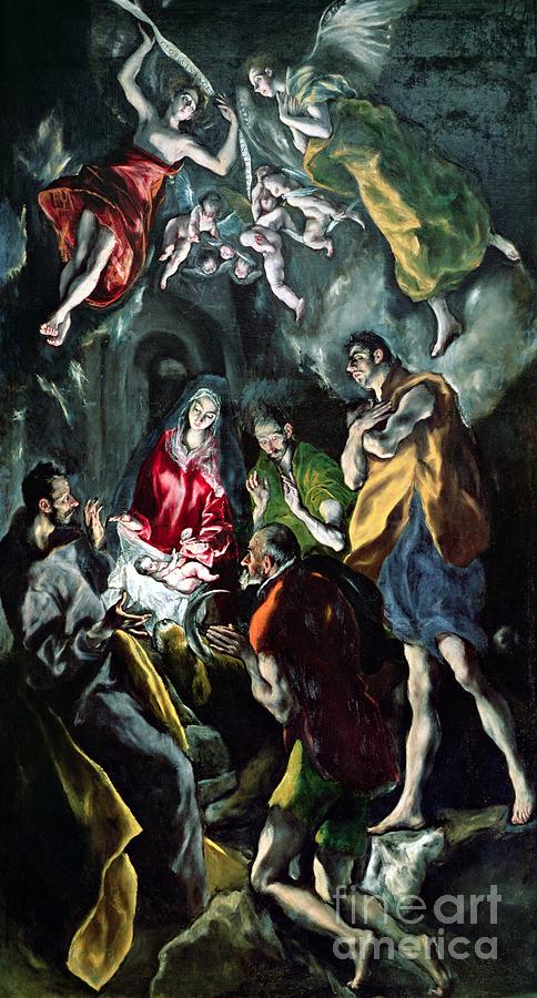 The Adoration Of The Shepherds From The Santo Domingo El Antiguo Altarpiece Painting by El Greco Domenico Theotocopuli The Adoration Of The Shepherds From The Santo Domingo El Antiguo Altarpiece Painting by El Greco Domenico Theotocopuli