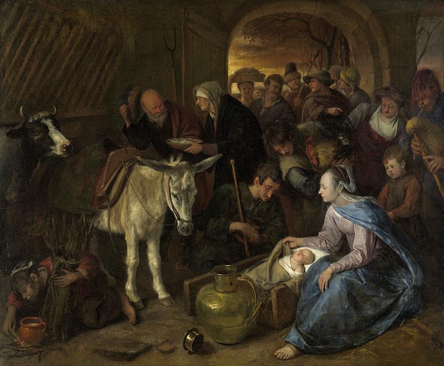 Portrait Painting - The Adoration of the Shepherds by Jan Steen