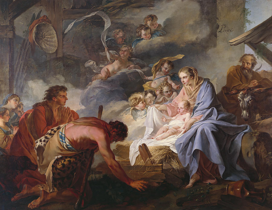 The Adoration of the Shepherds Painting by Jean Baptiste Marie Pierre
