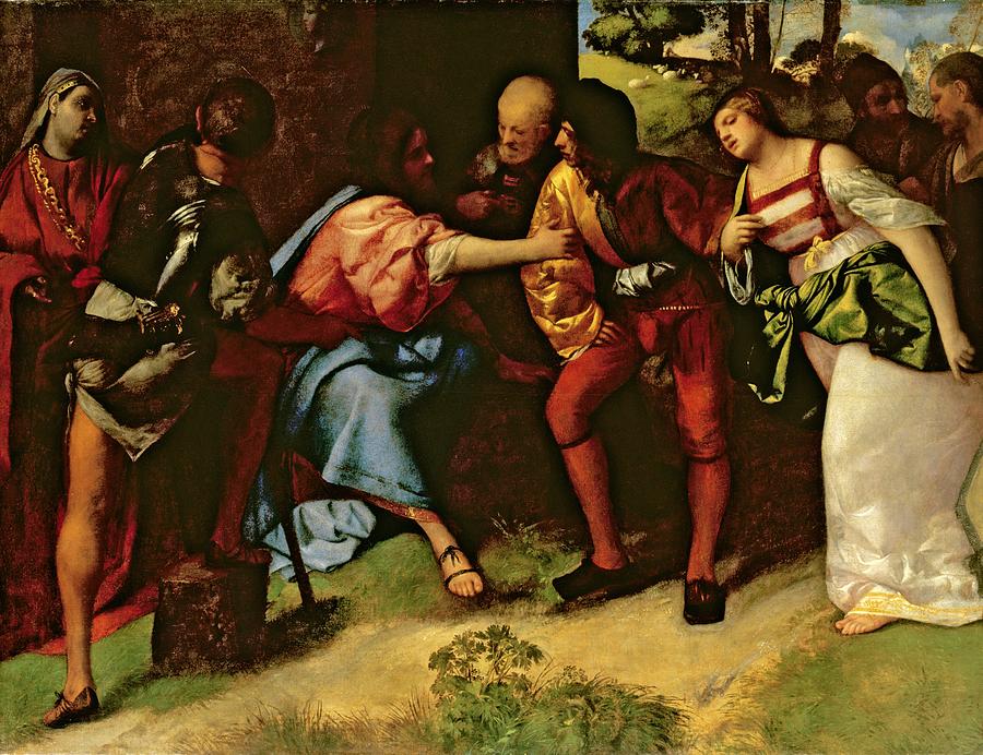 Jesus Christ Painting - The Adulteress Brought Before Christ by Giorgione