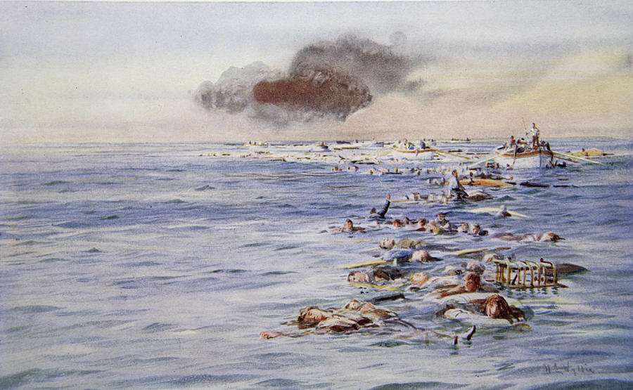 The Aftermath Of The Lusitania Drawing by William Lionel Wyllie