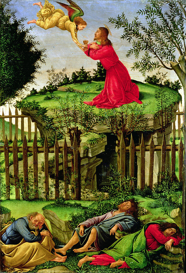 Jesus Christ Photograph - The Agony In The Garden, C.1500 Oil On Canvas by Sandro Botticelli