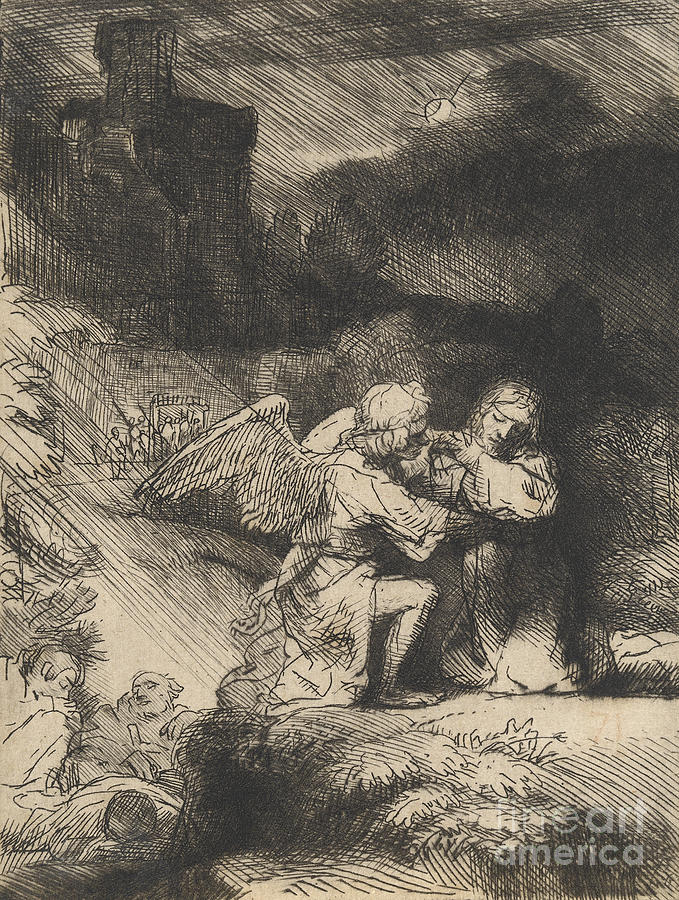 Rembrandt Drawing - The Agony in the garden by Rembrandt