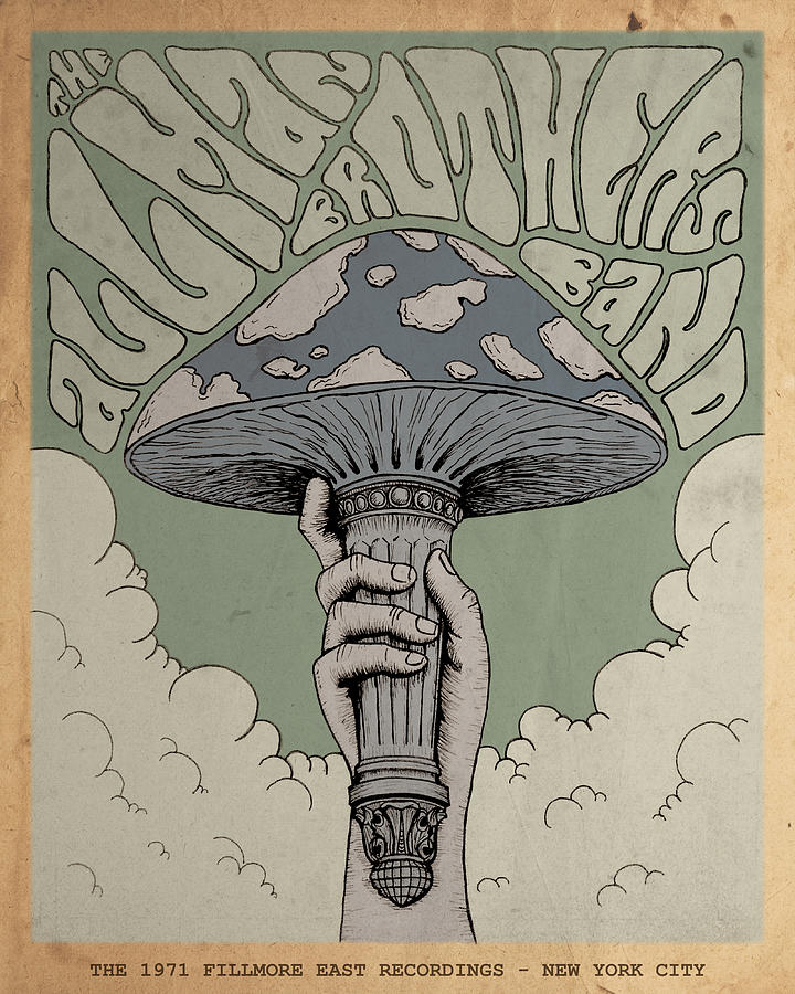 Poster Drawing - The Allman Brothers Band - Fillmore East by Geraldinez Poster Drawing - The Allman Brothers Band - Fillmore East by Geraldinez