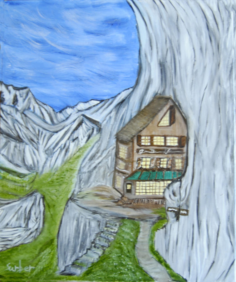 The Alps - Ebenalp Switzerland Painting by Suzanne Surber