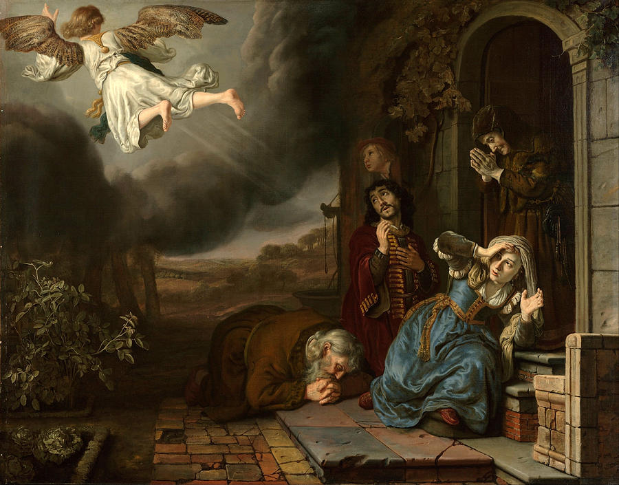 The Angel Taking Leave of Tobit and His Family Painting by Jan Victors