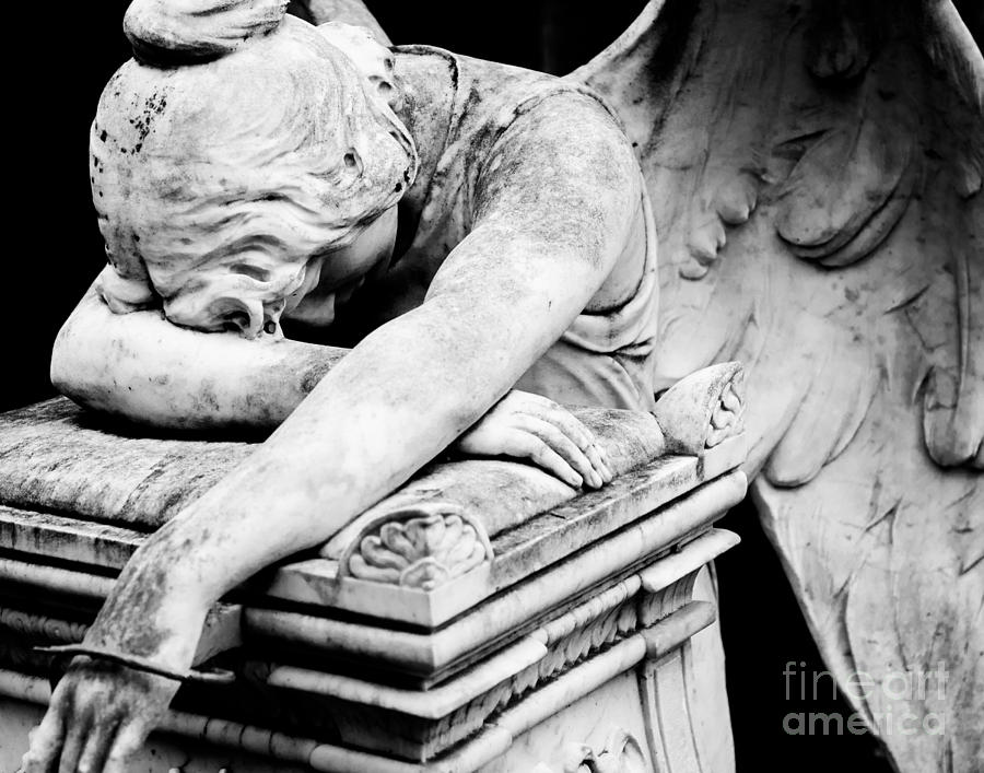 Black And White Photograph - The Angel Weeps by Sonja Quintero