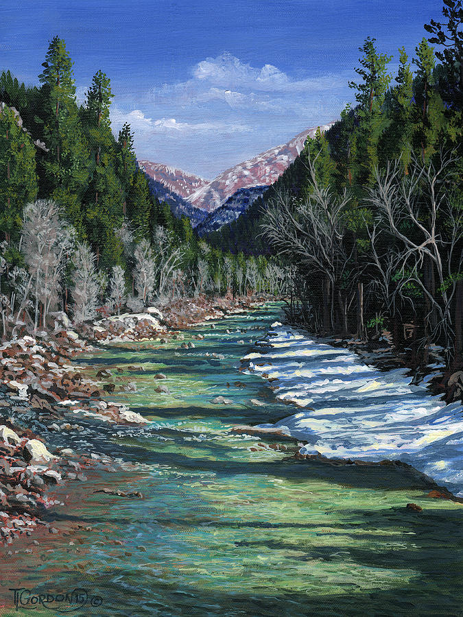 The Animas at Cascade Painting by Timithy L Gordon