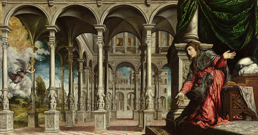 The Annunciation, 1545-50 Oil On Canvas For Detail See 89724 Photograph by Paris Bordone